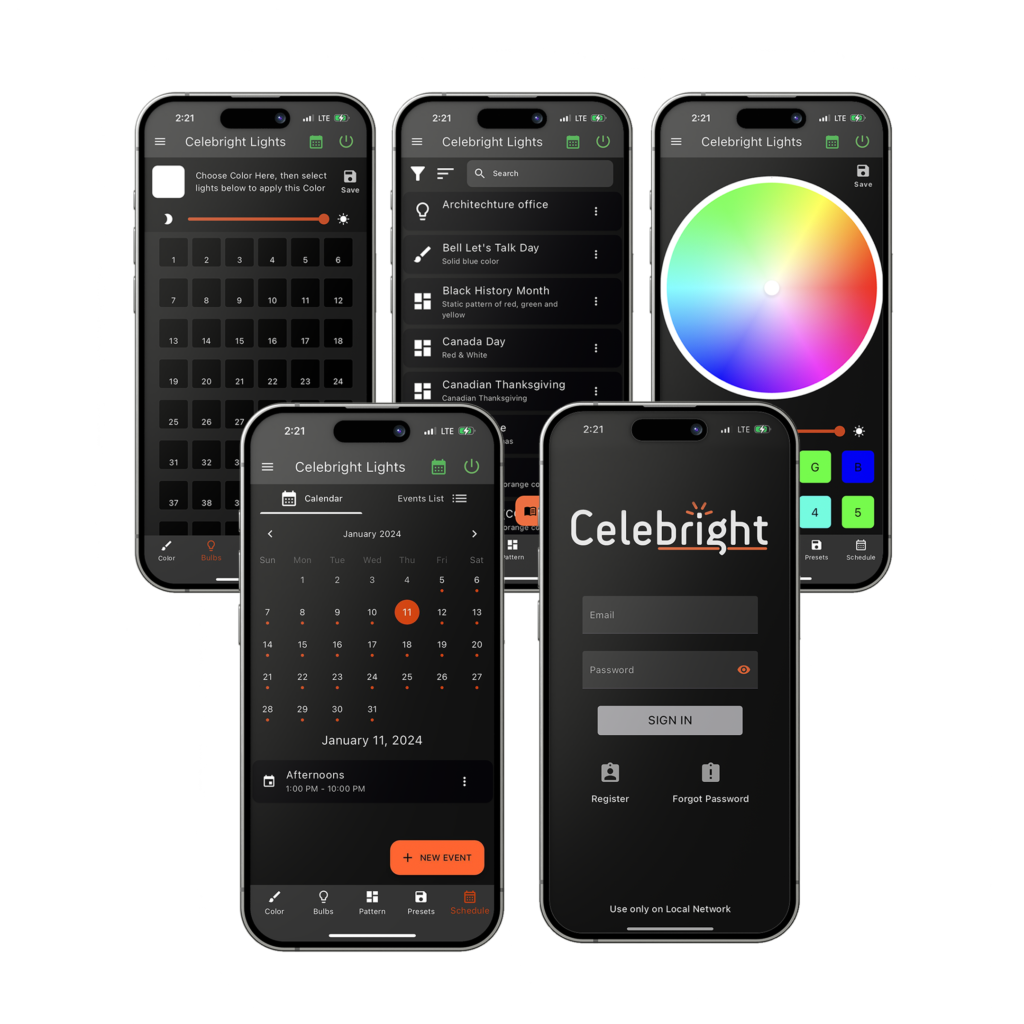 Application de contrôle des lumières décoratives permanentes Celebright par Illumination Québec